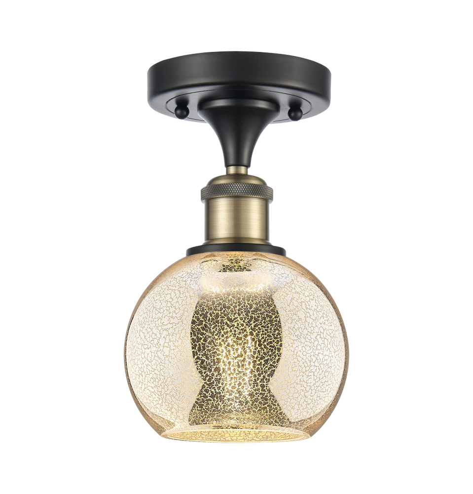 Athens - 1 Light - 6 inch - Black Antique Brass - Semi-Flush Mount