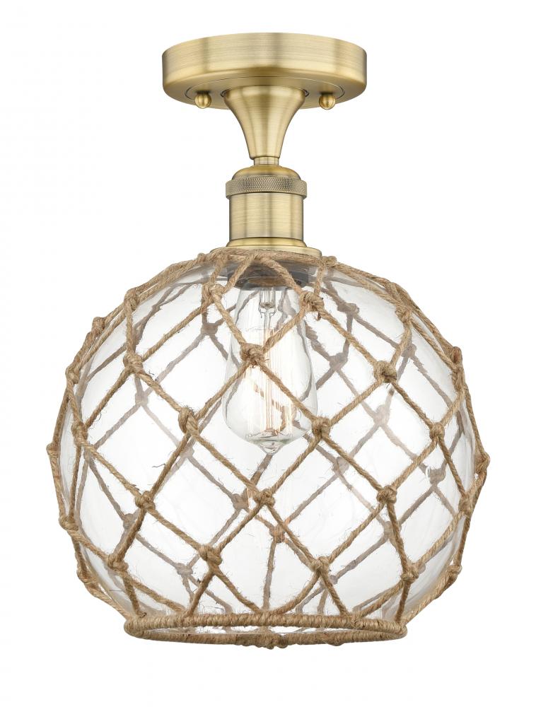 Farmhouse Rope - 1 Light - 10 inch - Brushed Brass - Semi-Flush Mount