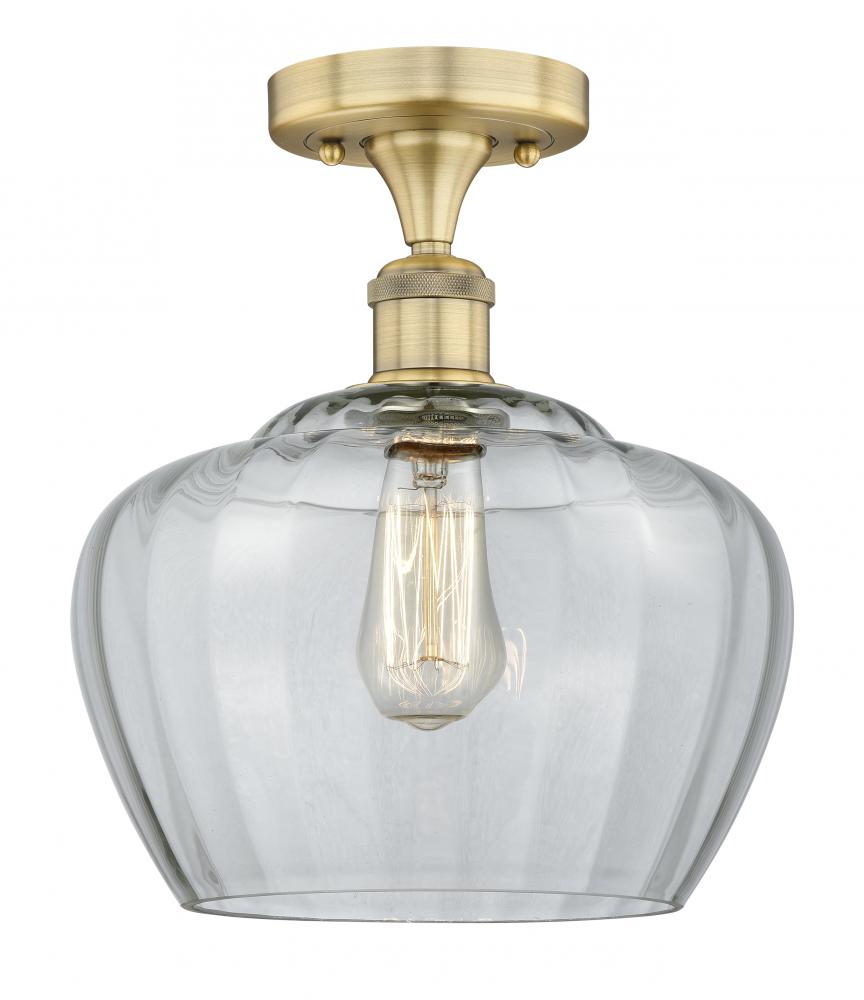 Fenton - 1 Light - 11 inch - Brushed Brass - Semi-Flush Mount