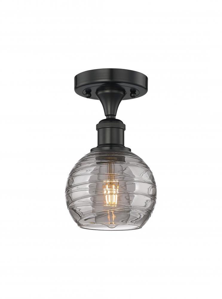 Athens Deco Swirl - 1 Light - 6 inch - Matte Black - Semi-Flush Mount