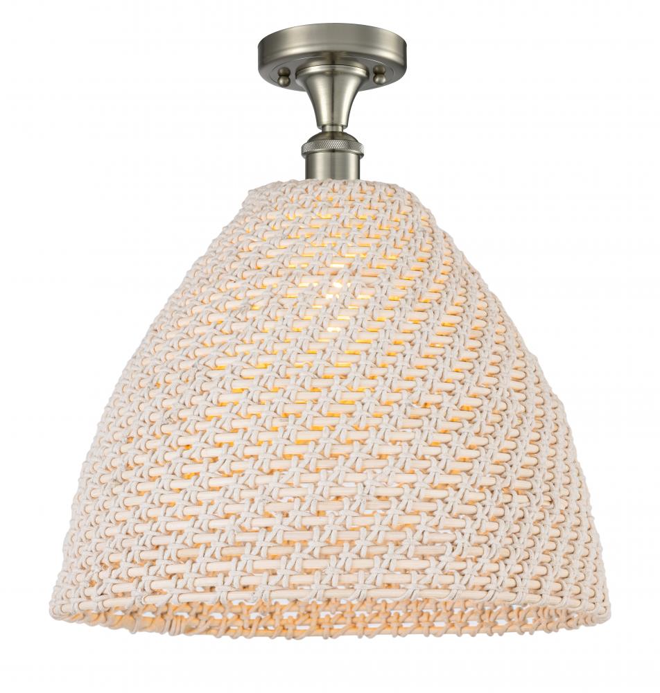 Bristol Natural - 1 Light - 6 inch - Brushed Satin Nickel - Semi-Flush Mount