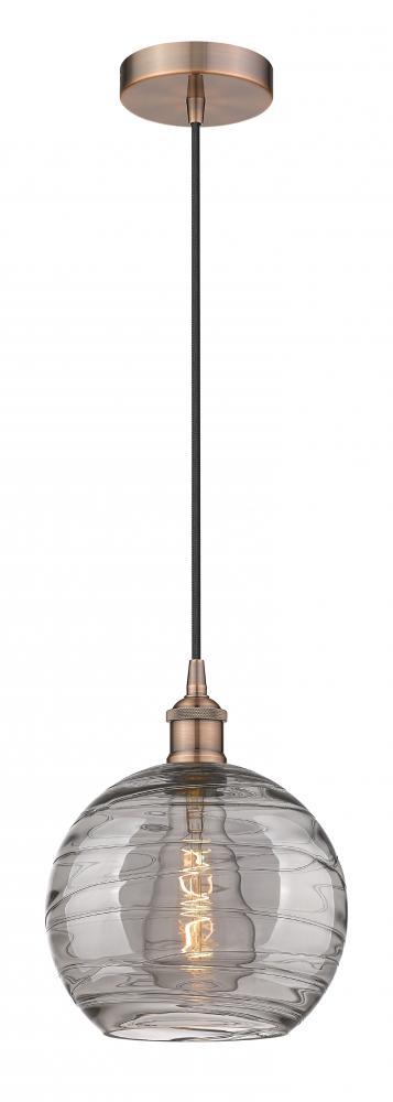 Athens Deco Swirl - 1 Light - 10 inch - Antique Copper - Cord hung - Mini Pendant