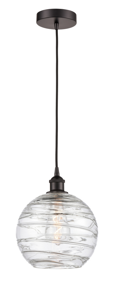 Athens Deco Swirl - 1 Light - 10 inch - Oil Rubbed Bronze - Cord hung - Mini Pendant