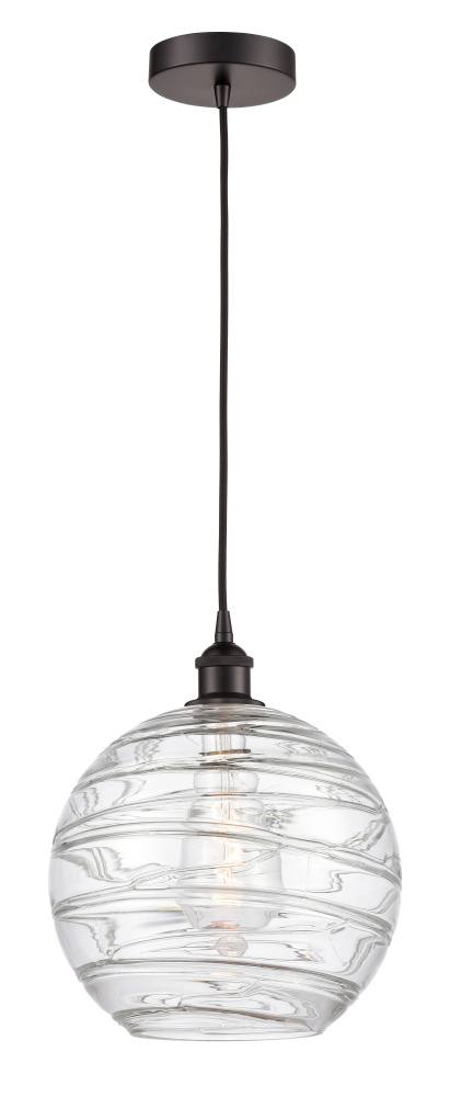 Athens Deco Swirl - 1 Light - 12 inch - Oil Rubbed Bronze - Cord hung - Mini Pendant