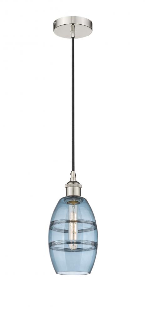 Vaz - 1 Light - 6 inch - Polished Nickel - Cord hung - Mini Pendant