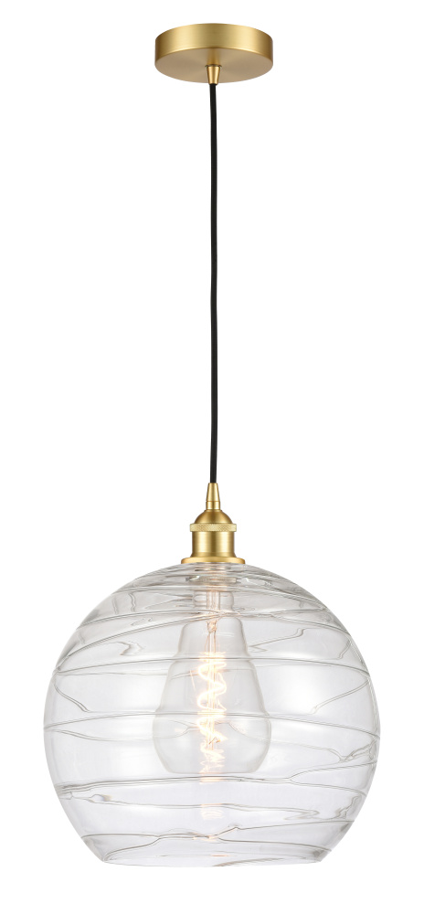 Athens Deco Swirl - 1 Light - 14 inch - Satin Gold - Cord hung - Mini Pendant