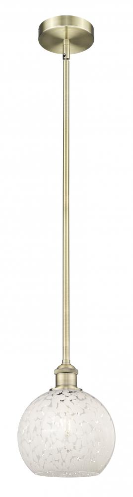 White Mouchette - 1 Light - 8 inch - Antique Brass - Stem Hung - Mini Pendant