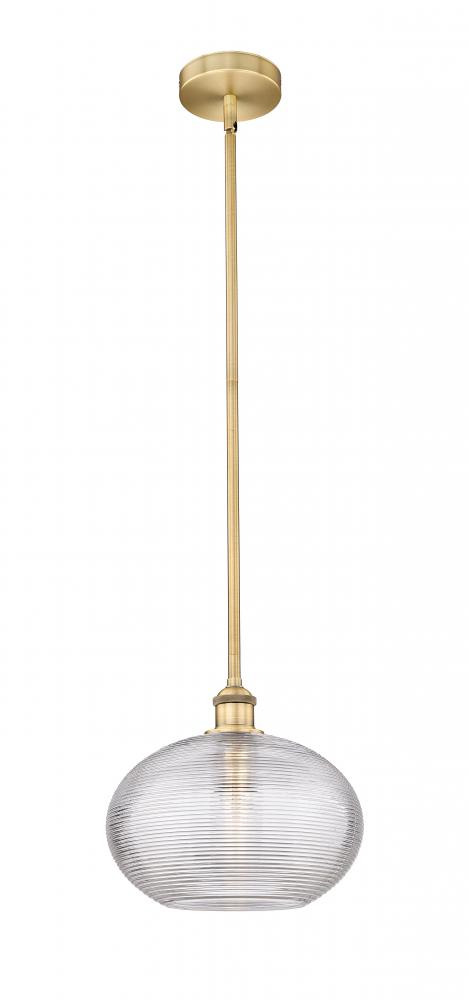 Ithaca - 1 Light - 12 inch - Brushed Brass - Stem hung - Mini Pendant