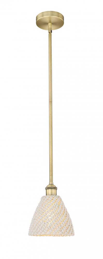 Bristol Natural - 1 Light - 6 inch - Brushed Brass - Mini Pendant