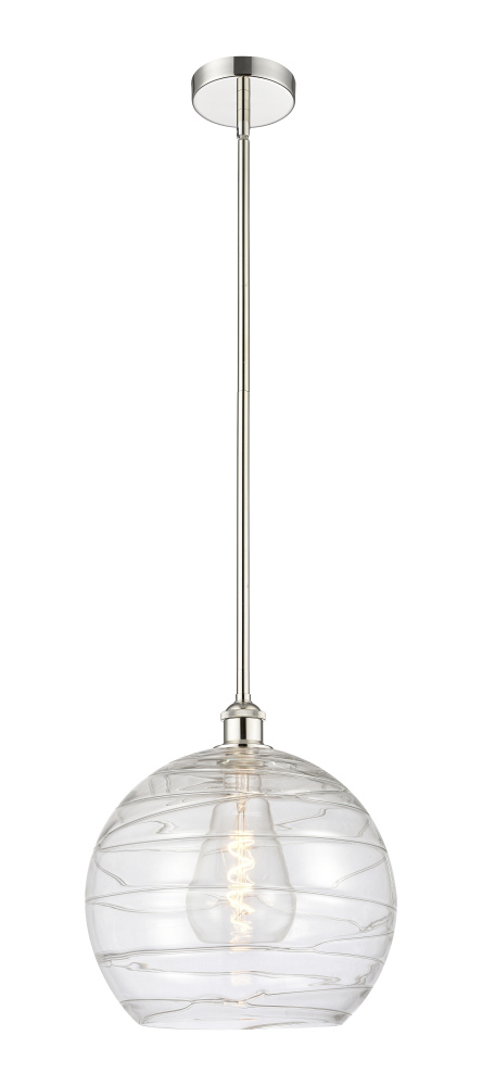 Athens Deco Swirl - 1 Light - 14 inch - Polished Nickel - Stem hung - Mini Pendant