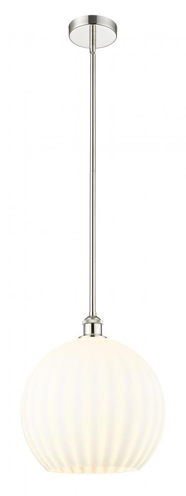 White Venetian - 1 Light - 14 inch - Polished Nickel - Stem Hung - Pendant