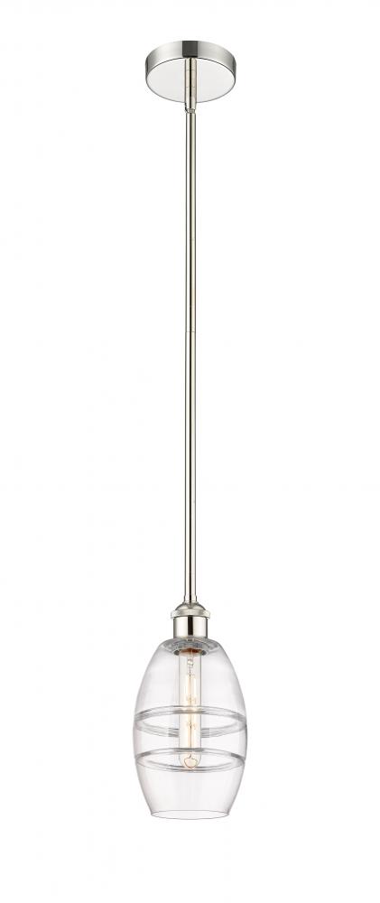 Vaz - 1 Light - 6 inch - Polished Nickel - Stem hung - Mini Pendant