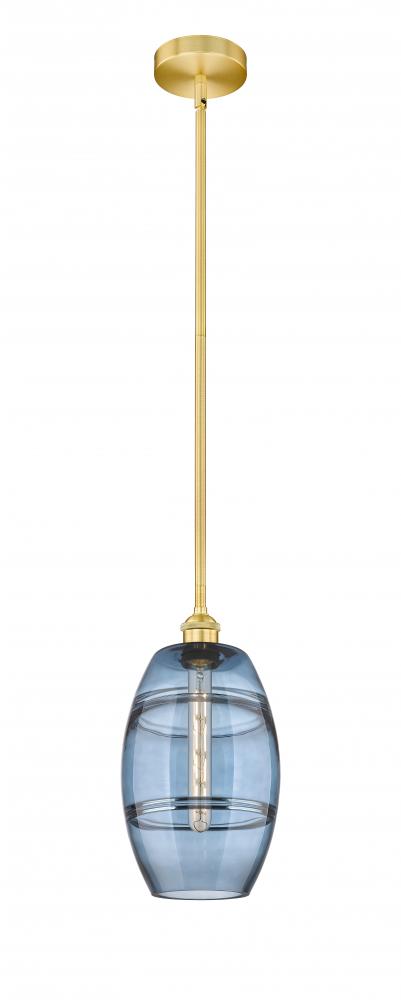 Vaz - 1 Light - 8 inch - Satin Gold - Stem hung - Mini Pendant