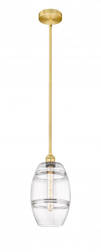 Vaz - 1 Light - 8 inch - Satin Gold - Stem hung - Mini Pendant