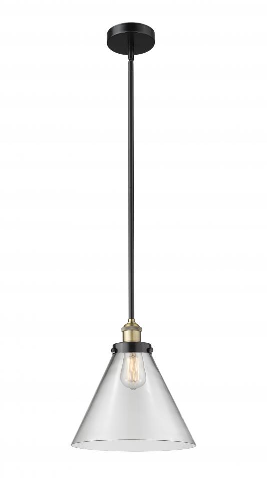 Cone - 1 Light - 12 inch - Black Antique Brass - Stem hung - Mini Pendant