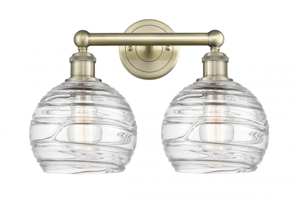 Athens Deco Swirl - 2 Light - 17 inch - Antique Brass - Bath Vanity Light