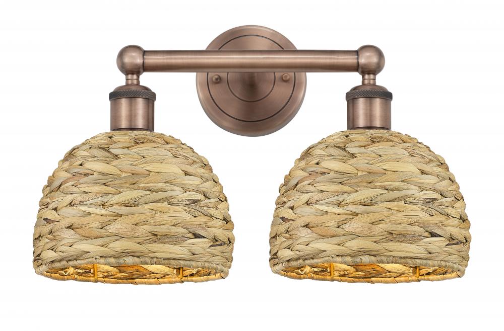 Woven Rattan - 2 Light - 17 inch - Antique Copper - Bath Vanity Light