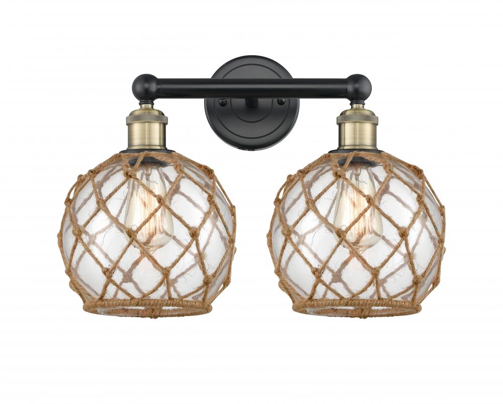 Farmhouse Rope - 2 Light - 17 inch - Black Antique Brass - Bath Vanity Light