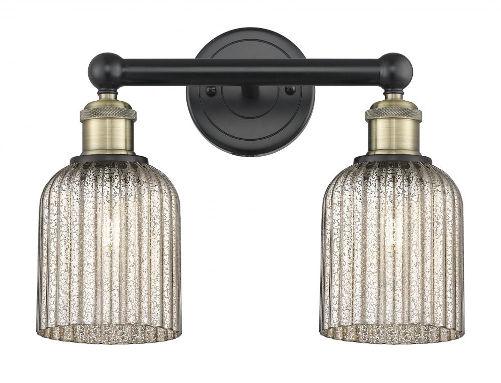 Bridal Veil - 2 Light - 14 inch - Black Antique Brass - Bath Vanity Light