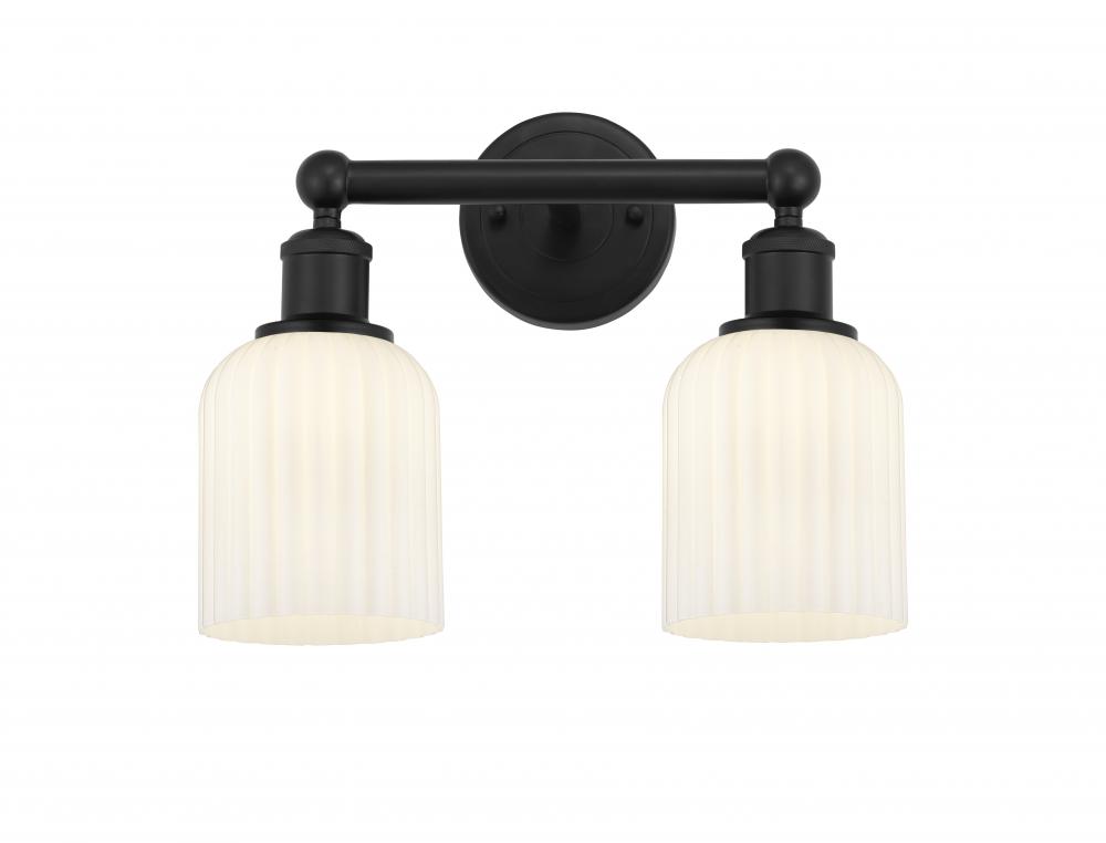 Bridal Veil - 2 Light - 14 inch - Matte Black - Bath Vanity Light