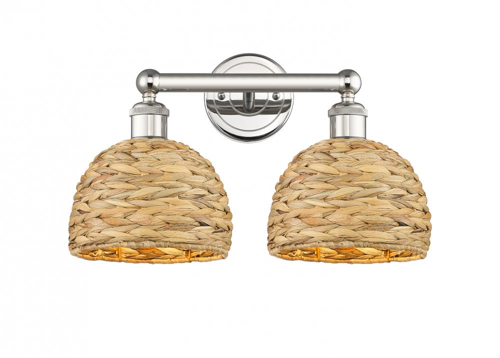 Woven Rattan - 2 Light - 17 inch - Polished Nickel - Bath Vanity Light
