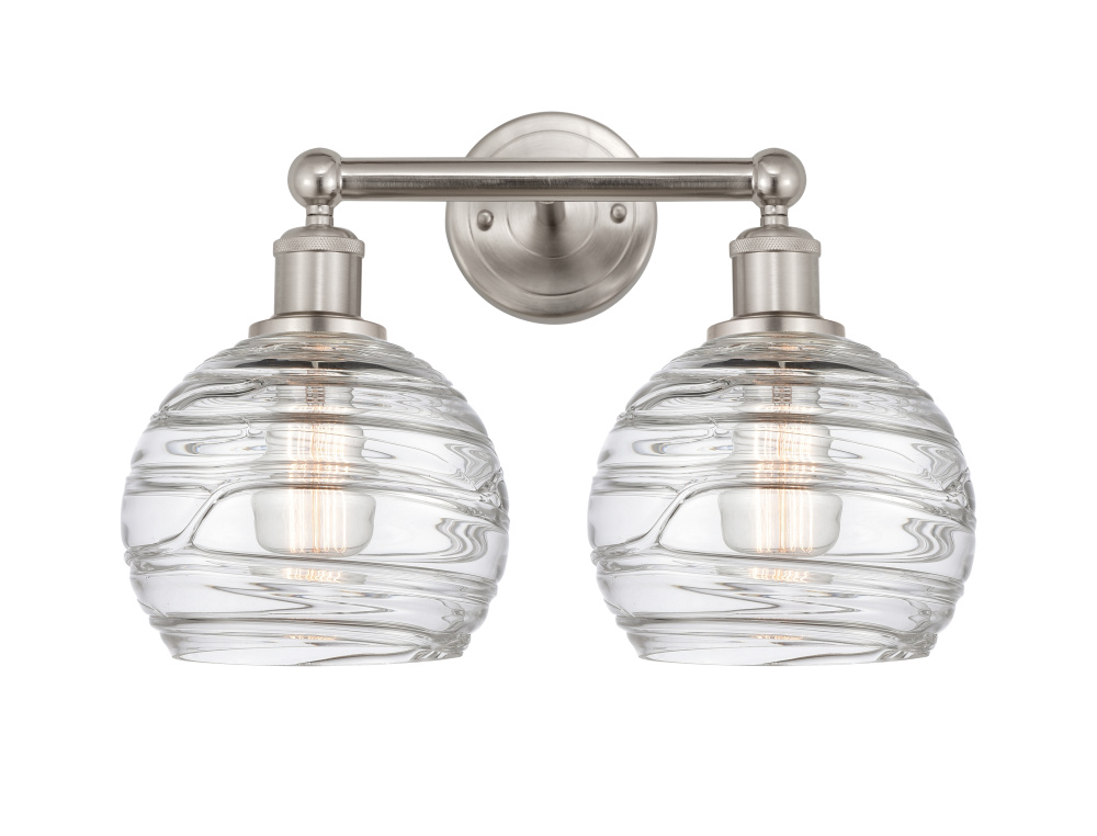 Athens Deco Swirl - 2 Light - 17 inch - Brushed Satin Nickel - Bath Vanity Light