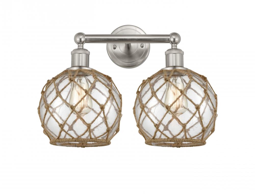 Farmhouse Rope - 2 Light - 17 inch - Brushed Satin Nickel - Bath Vanity Light