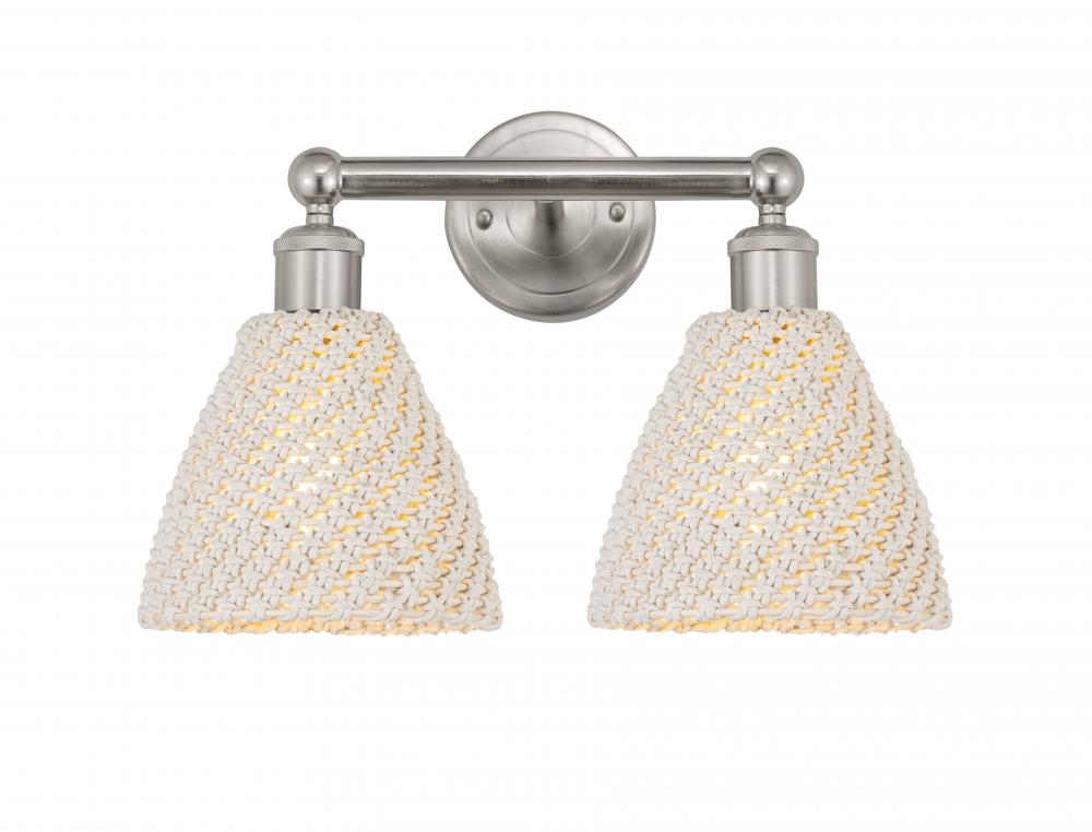 Bristol Natural - 2 Light - 17 inch - Brushed Satin Nickel - Bath Vanity Light