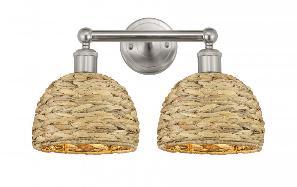 Woven Rattan - 2 Light - 17 inch - Brushed Satin Nickel - Bath Vanity Light