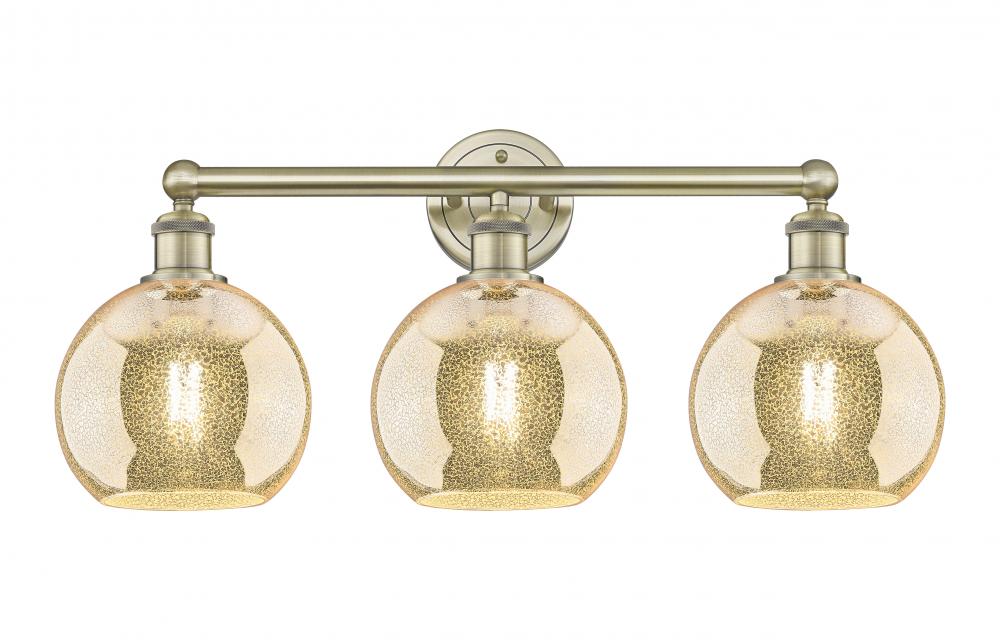 Athens - 3 Light - 26 inch - Antique Brass - Bath Vanity Light