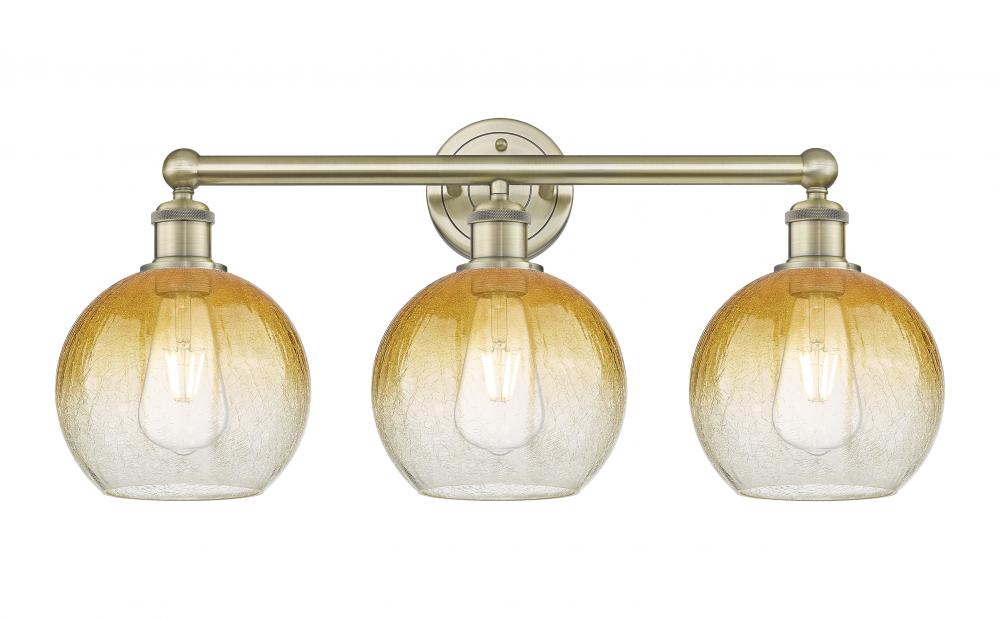 Brookhaven Globe - 3 Light - 26 inch - Antique Brass - Bath Vanity Light