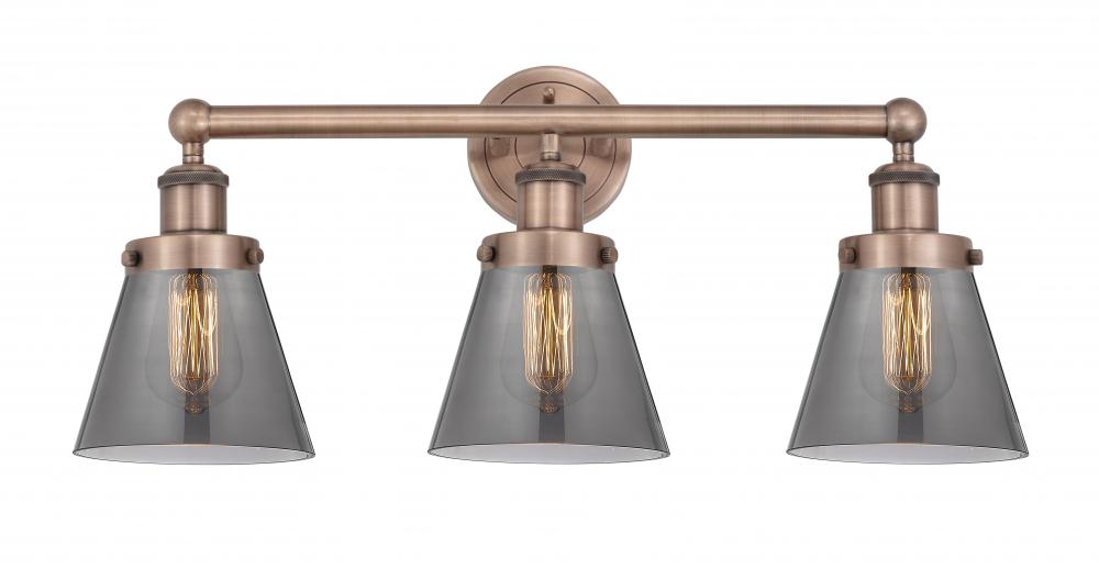 Cone - 3 Light - 24 inch - Antique Copper - Bath Vanity Light