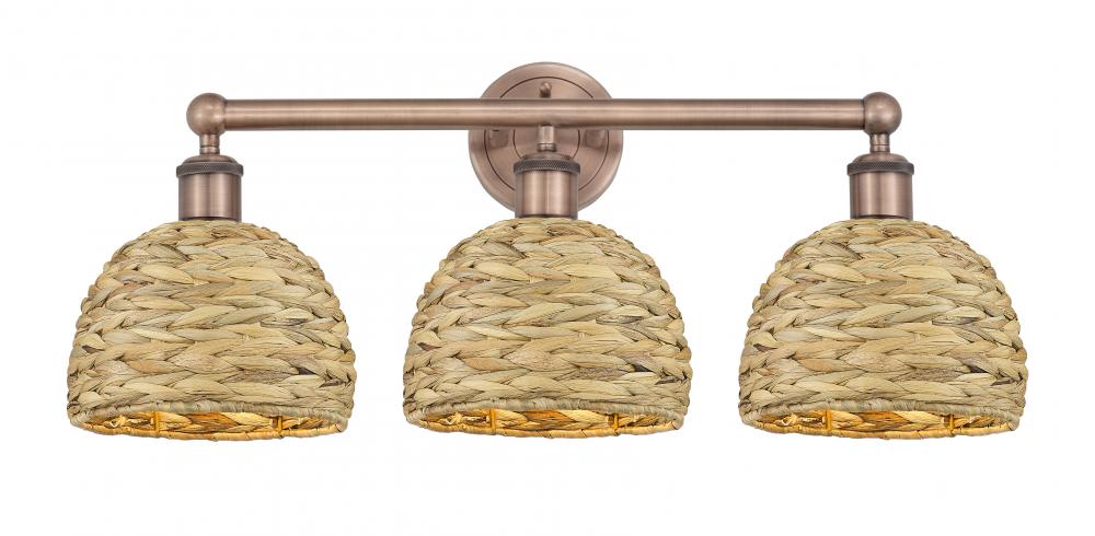 Woven Rattan - 3 Light - 26 inch - Antique Copper - Bath Vanity Light