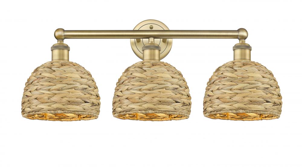 Woven Rattan - 3 Light - 26 inch - Brushed Brass - Bath Vanity Light
