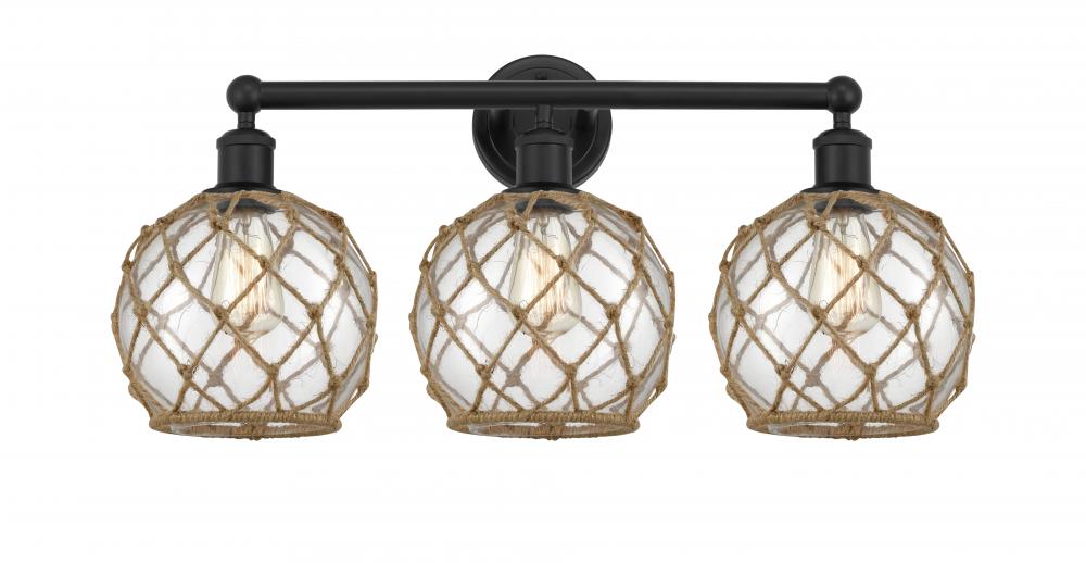 Farmhouse Rope - 3 Light - 26 inch - Matte Black - Bath Vanity Light