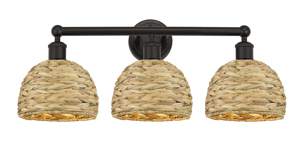 Woven Rattan - 3 Light - 26 inch - Oil Rubbed Bronze - Bath Vanity Light