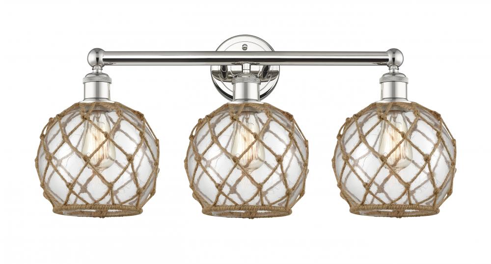 Farmhouse Rope - 3 Light - 26 inch - Polished Nickel - Bath Vanity Light