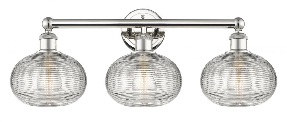 Ithaca - 3 Light - 26 inch - Polished Nickel - Bath Vanity Light