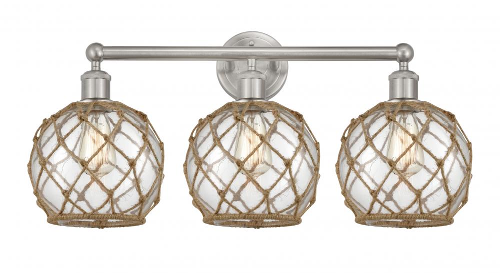Farmhouse Rope - 3 Light - 26 inch - Brushed Satin Nickel - Bath Vanity Light
