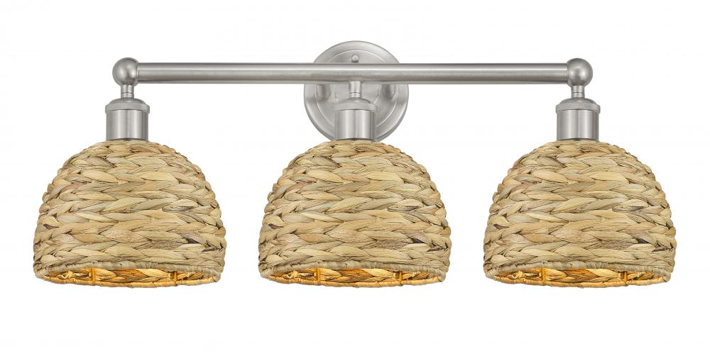 Woven Rattan - 3 Light - 26 inch - Brushed Satin Nickel - Bath Vanity Light