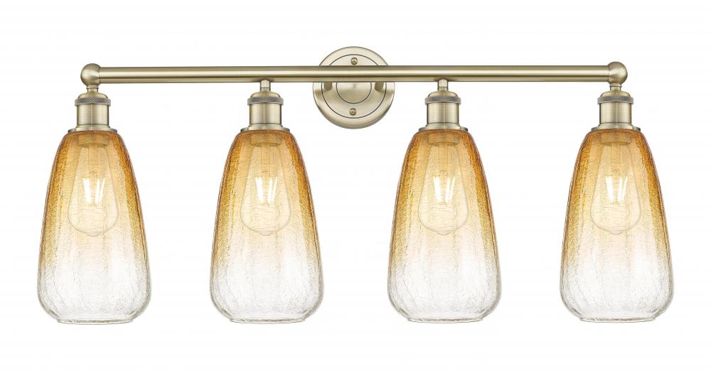 Brookhaven Almond - 4 Light - 33 inch - Antique Brass - Bath Vanity Light