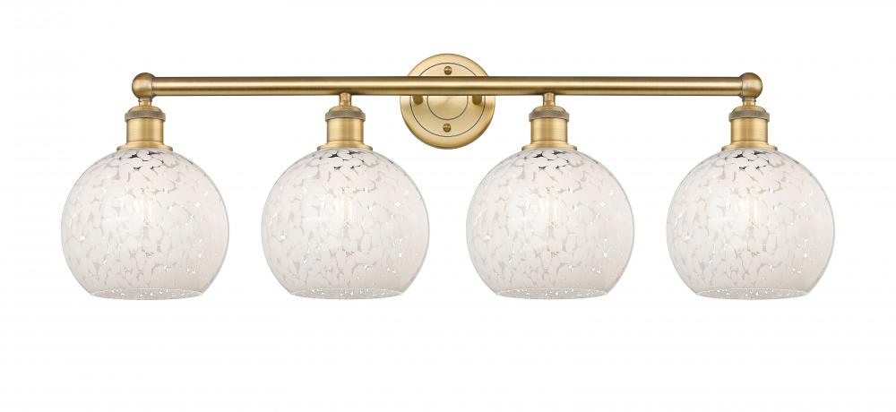 White Mouchette - 4 Light - 35 inch - Brushed Brass - Bath Vanity Light