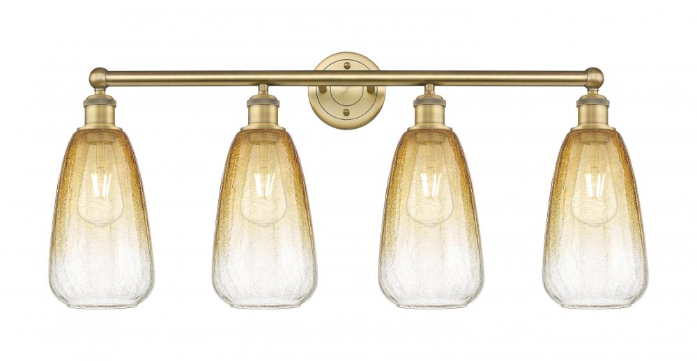 Brookhaven Almond - 4 Light - 33 inch - Brushed Brass - Bath Vanity Light
