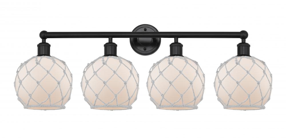 Farmhouse Rope - 4 Light - 35 inch - Matte Black - Bath Vanity Light