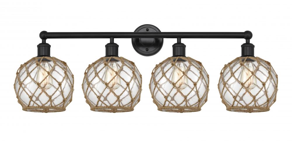 Farmhouse Rope - 4 Light - 35 inch - Matte Black - Bath Vanity Light