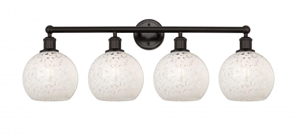 White Mouchette - 4 Light - 35 inch - Oil Rubbed Bronze - Bath Vanity Light