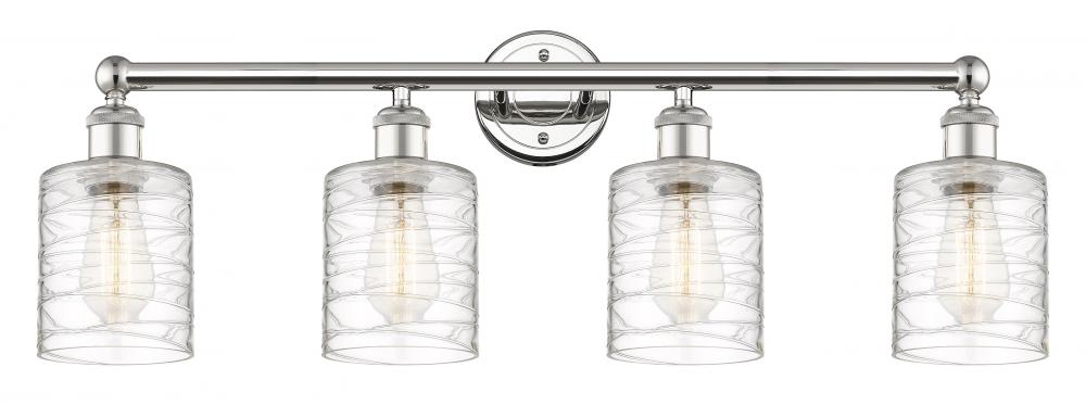 Cobbleskill - 4 Light - 32 inch - Polished Nickel - Bath Vanity Light