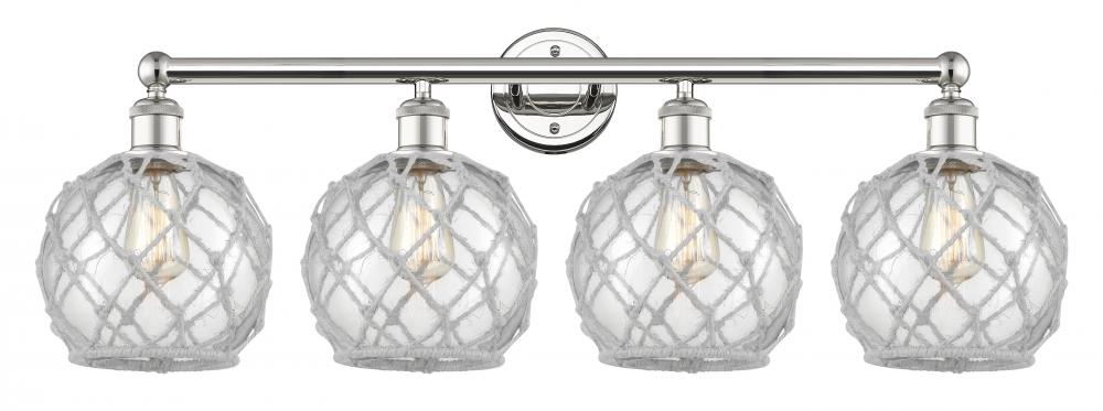 Farmhouse Rope - 4 Light - 35 inch - Polished Nickel - Bath Vanity Light