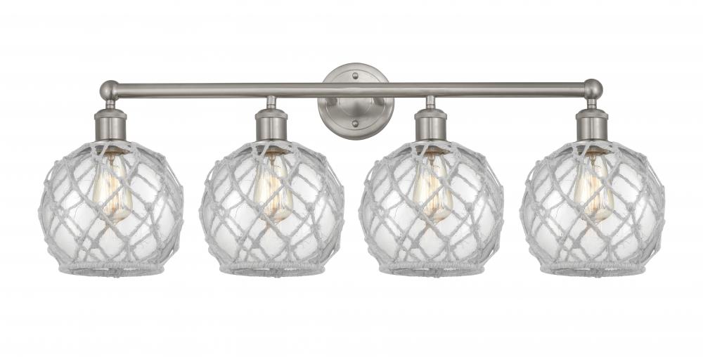 Farmhouse Rope - 4 Light - 35 inch - Brushed Satin Nickel - Bath Vanity Light