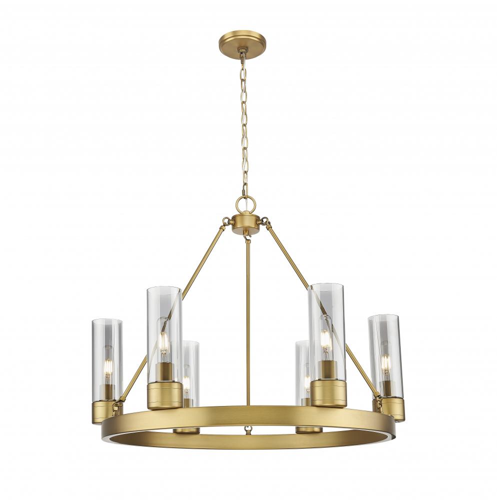 Boreas - 6 Light - 29 inch - Brushed Brass - Chandelier